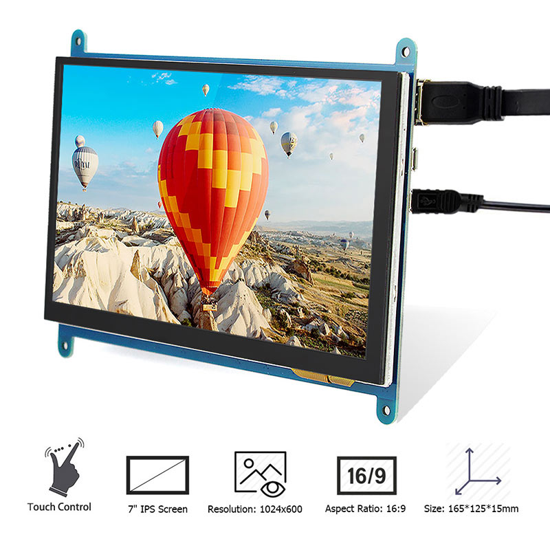   ÷  ġ ũ, 1024x600 HD LCD , 7 ġ RPI ÷,   4B, 3B + 